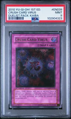 Yu-Gi-Oh! PSA 9 Crush Card Virus 1st Ed. DPKB-EN039 Ultimate Rare Duelist Pack - Image 1