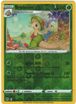 Breloom 4/172 Brilliant Stars Reverse Holo Rare Pokemon Card TCG 004/172 Pokemon - Image 1