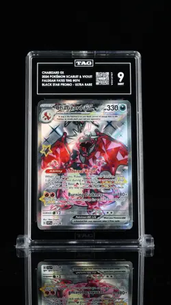 Pokemon TCG Charizard ex 074 Black Star Promo Paldean Fates Tin TAG 9 Mint Card - Image 1