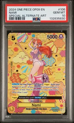 2024 One Piece Nami OP09-SPECIAL Alternative Art Card Game #106 PSA 10 Gem MT - Image 1