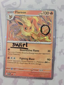 Pokemon TCG Flareon 167 Prismatic Evolutions Black Star Promo SWIRL Cosmos Holo - Image 1