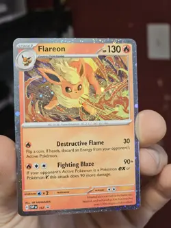 Pokemon TCG Flareon 167 Prismatic Evolutions Black Star Promo SWIRL Cosmos Holo - Image 3