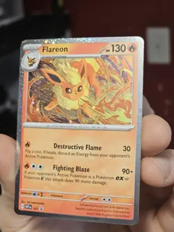 Pokemon TCG Flareon 167 Prismatic Evolutions Black Star Promo SWIRL Cosmos Holo - Image 4