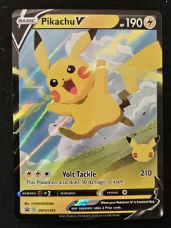 Pikachu V SWSH143 Black Star Promos Stamped Celebrations Holo Pokemon 2021 NM - Image 1