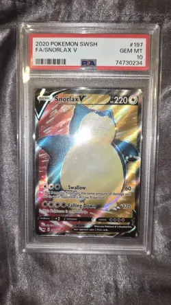 2020 POKEMON SWORD & SHIELD SNORLAX V #197 FULL ART PSA 10 GEM MINT #111067232 - Image 1