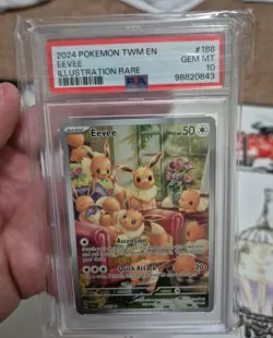 2024 Pokemon TWM EN Eevee Illustration Rare #188 PSA 10 GEM MT - Image 1