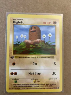 Pokemon TCG Diglett Base Set 47/102 1st Edition Never Played Near Mint - Image 1