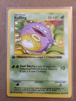 Pokemon TCG Koffing Base Set 51/102 1st Edition Never Played Near Mint - Image 1