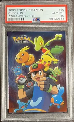 2003 Pokemon Topps Pokemon Advanced 90 Checklist Foil PSA 10 Gem Mint - Image 1