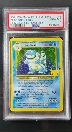 2021 Pokemon Celebrations Blastoise Holo Classic Collection Base Set #2 PSA 10 - Image 1