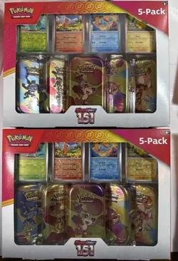 Pokemon TCG Scarlet & Violet 151 Mini Tins 5-Pack Costco Bundle Compete Set of 2 - Image 1