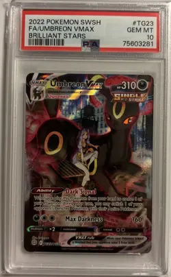 2022 POKEMON SWSH UMBREON VMAX TG23/TG30 BRILLIANT STARS PSA 10 - Image 1