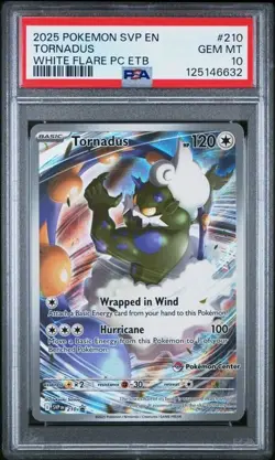 2025 POKEMON WHITE FLARE POKEMON CENTER ETB PROMO #210 TORNADUS PSA 10 - Image 1