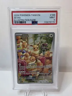 Pokemon Eevee Twilight Masquerade Holo Rare Illustration 188/167, PSA 9 - Image 1