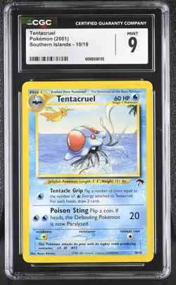 CGC 9 MINT Tentacruel 2001 Southern Islands 10/18 Pokemon Card - Image 1