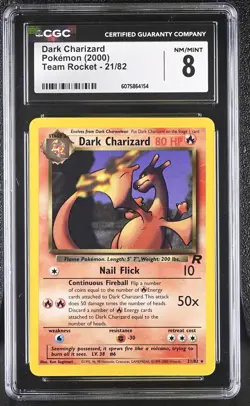 CGC 8 Dark Charizard 2000 Team Rocket 21/82 Pokemon Card - Image 1