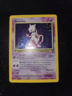 Pokemon Mewtwo Holo 10/130 Base Set 2 1999 WOTC Vintage Card TCG HP - Image 2