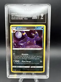 Umbreon Black Star Promo Holo Pokemon Card TAG 9 Graded 2021 SWSH127 - Image 1