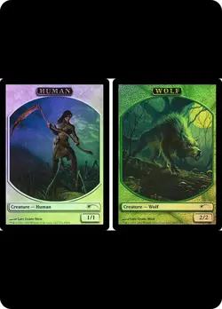 MTG {Human Token} // {Wolf Token} FNM - Promo: General # - Image 1