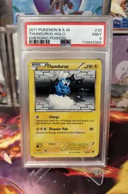 PSA 9 Thundurus 2011 B&W Emerging Powers Holo Rare 35/98 Pokemon POP 24 - Image 1