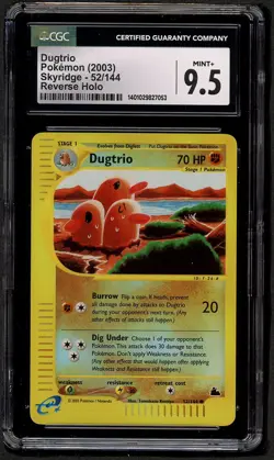 2003 Pokemon Skyridge Dugtrio Reverse Holo Foil 52/144 CGC 9.5 MINT PSA - Image 1