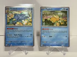 Pokemon TCG Mega Evolutions Psyduck 007 Golduck 008 Black Star Promo Cosmo Holo - Image 1