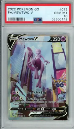 2022 POKEMON GO #072 FULL ART/MEWTWO V PSA 10 - Image 1