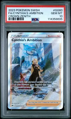 PSA 10 Pokemon Cynthia's Ambition GG60 Crown Zenith Full Art - Image 1
