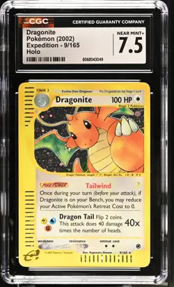 POKEMON CGC 7.5 Dragonite 9/165 2002 Expedition Rare Holo *3049 - Image 1