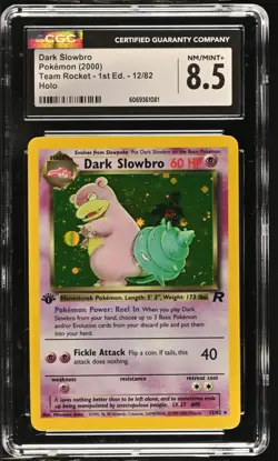 POKEMON CGC 8.5 NM/MINT Team Rocket Dark Slowbro 12/82 1st Edition Holo *1081 - Image 1