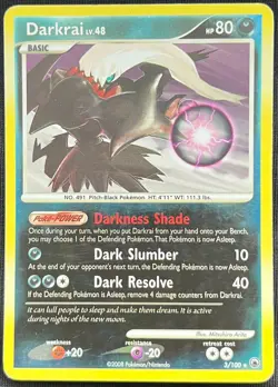 Pokemon TCG Darkrai 3/100 D&P Majestic Dawn Rare Reverse Holo LP - Image 1