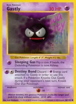 Gastly - 50/102 - Common - Shadowless Edition DMG, English Pokemon Base Set - Image 1