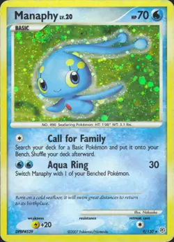 Manaphy 9/130 Holo Rare Diamond and Pearl Pokemon Card LP - Image 1