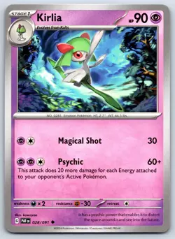 Kirlia - Paldean Fates PAF EN 028/091 Pokemon TCG Card NM - Image 1