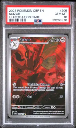 Pokemon TCG Scizor 205/197 2023 Obsidian Flames Illustration Rare Card - PSA 10 - Image 1