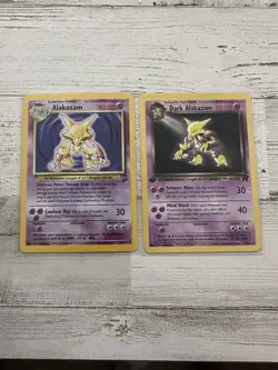 Pokemon TCG Alakazam 1/130 and Dark Alakazam 1st Edition 18/82 - Image 1