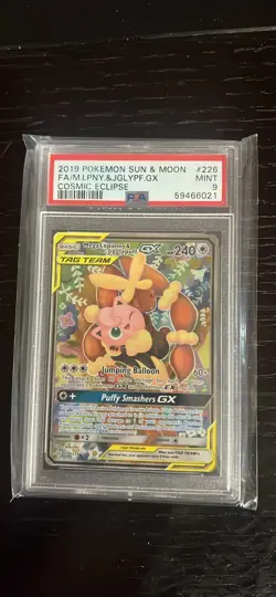 2019 Pokemon Mega Lopunny & Jigglypuff GX Full Art 226/236 Cosmic Eclipse Tag... - Image 1