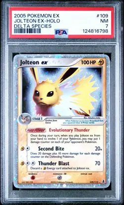 2005 POKEMON EX DELTA SPECIES #109 JOLTEON EX-HOLO PSA 7 - Image 1