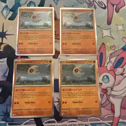 4x Lunatone Rare 074/132 Holo Mega Evolution Pokemon TCG Near Mint Card Playset - Image 1