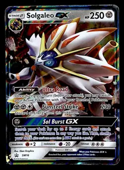 Solgaleo GX Black Star Promo SM16, VG Pokemon Card - Image 1