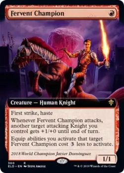 MTG Fervent Champion - Foil - Extended Art, Moderate Play, English Throne of Eld - Image 1