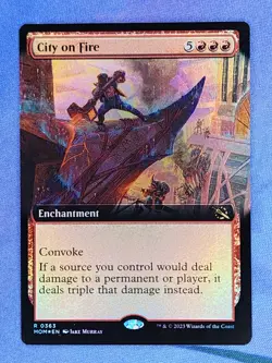 1x FOIL EXTENDED ART City on Fire, NM, MOM, Magic: the Gathering, MtG - Image 1