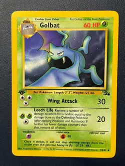 1x Pokemon TCG Fossil 1st Edition Golbat 34/62 Moderately Played Free Shipping - Image 1