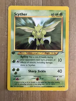 Scyther 1st Edition 55/105 Uncommon Neo Destiny Pokemon Vintage WOTC HP/DMG 2002 - Image 1