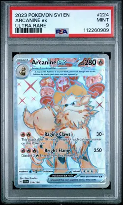 PSA 9 Pokemon TCG 2023 Scarlet & Violet #224/198 Arcanine Ex Ultra Rare Holo - Image 1