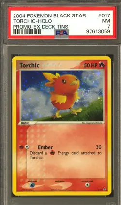 Pokemon EX Deck Tins Black Star Promo Torchic 017 PSA 7 - Image 1