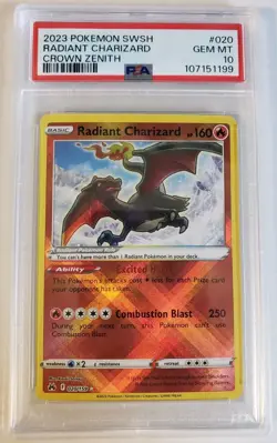 Radiant Charizard PSA 10 English Pokemon Card 020/159 Crown Zenith 2023 SWSH - Image 1