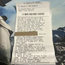 Pokemon Scarlet and Violet Shiny Koraidon OR Miraidon Gamestop Promo Card Code - Image 1