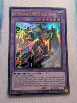 YuGiOh! Elemental HERO Grandmerge DUPO-EN004 Ultra Rare 1st Ed - Image 1