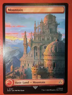 MTG,MAGIC, LAND, MOUNTAIN, NM #0107, ACR REGULAR FINISH, UNPLAYED, FULL ART - Image 1